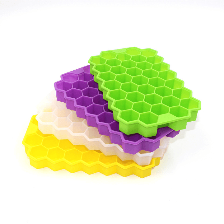 2Pcs 37 Grid Silicone Ice Tray Cube Stacable Mold Set DIY Honeycomb Shape Ice Cube Ray Mold Ice Cream Party Cold Drink Kitchen Cold Drink Tools