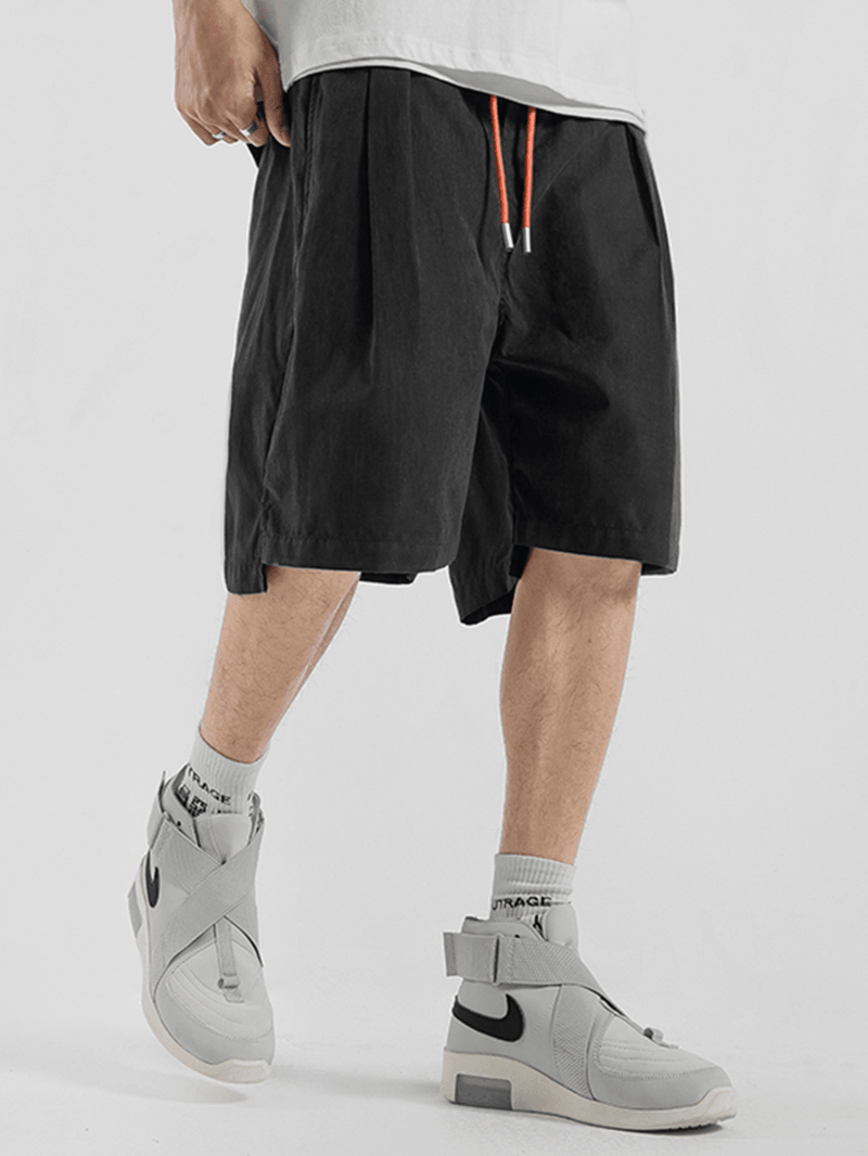 Mens Casual Drawstring Breathable Elastic Waist Fit Comfy Pocket Shorts