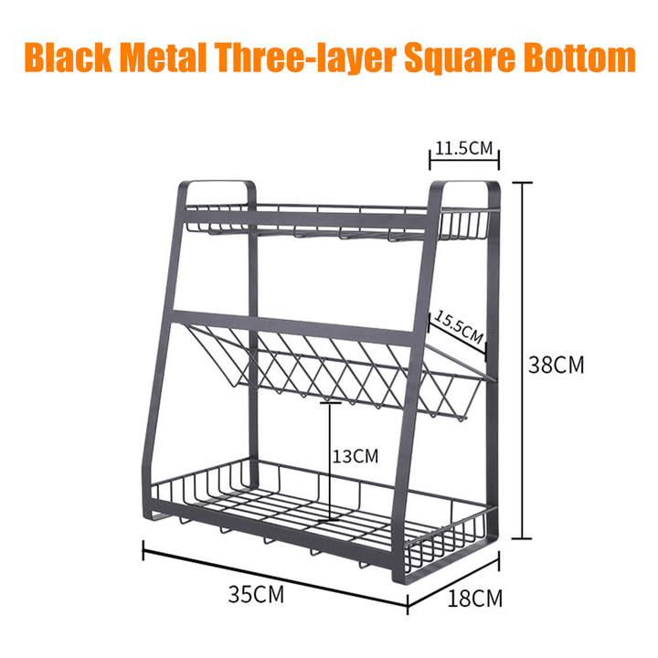 3 Layers Kitchen Spice Rack Stainless Steel Countertop Spice Jars Bottle Shelf - MRSLM