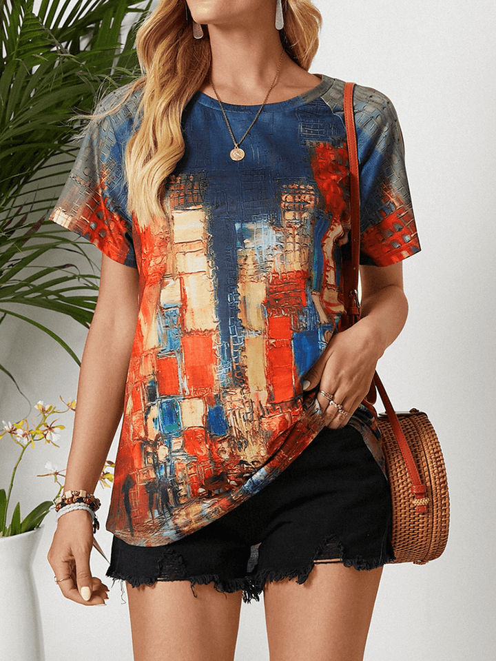 Graffiti Style Floral Print Casual Holiday Shirts