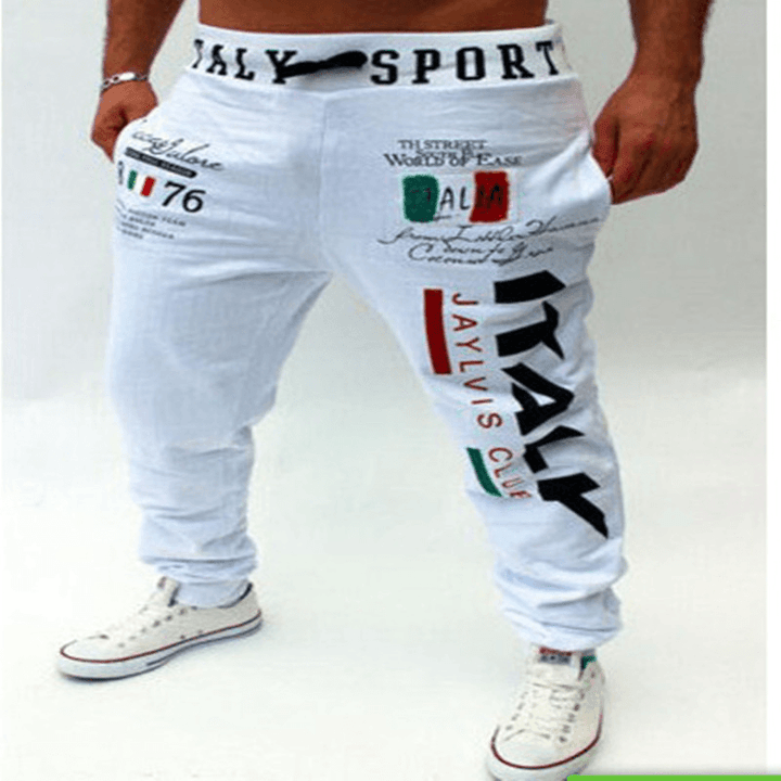 Men'S Letter Digital Print Casual Pants