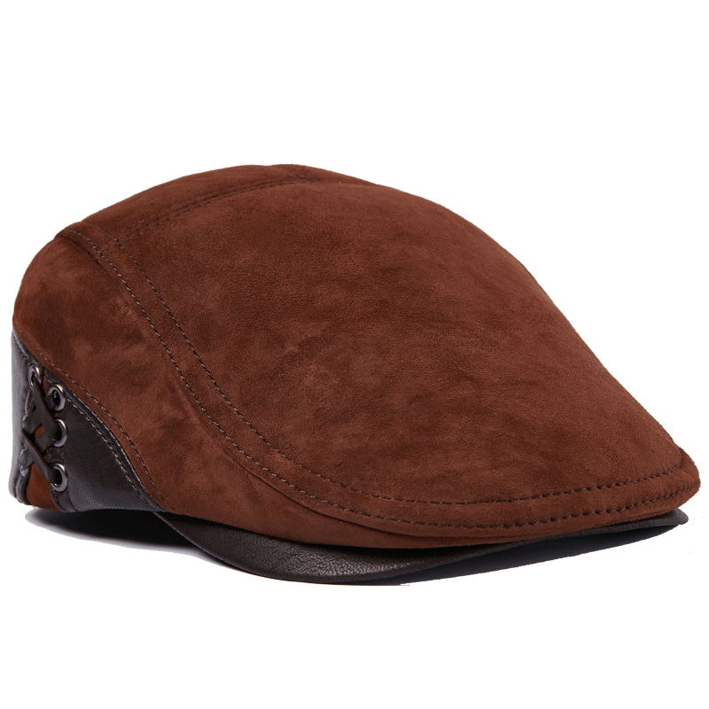 Men'S Cowhide Beret Leather Hat