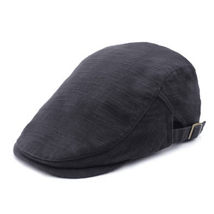 Men Women Cotton Retro Plaid Beret Hat Cabbie Cap - MRSLM