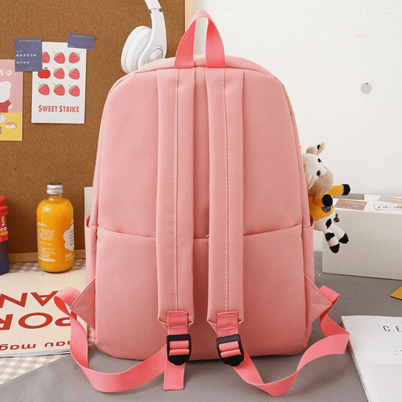 5 PCS Canvas Preppy Cow Pattern Multifunction Combination Bag Backpack Tote Crossbody Bag Clutch Wallet