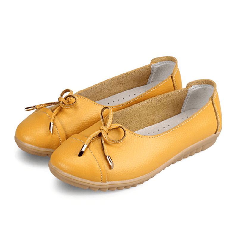 US Size 5-10 Women Flat Casual Outdoor Leather round Toe Soft Comfortable Slip on Flats Shoes