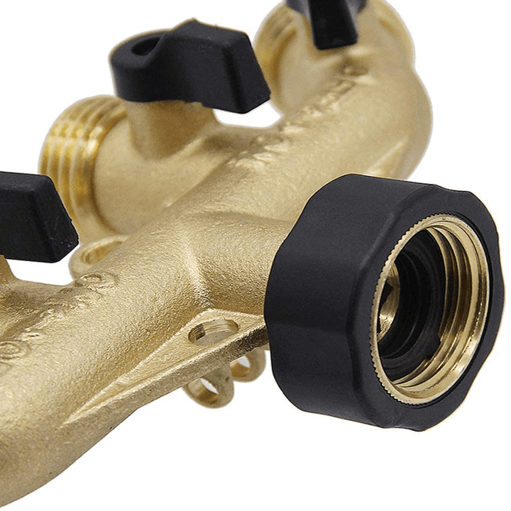 4 Way Heavy Duty Brass Garden Hose Splitter 3/4" Hose Connector 4 Valves Hose Spigot Adapter