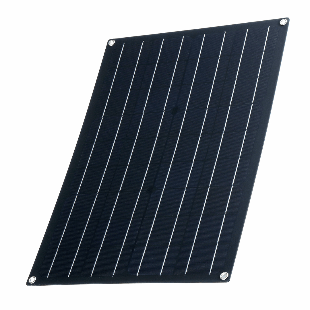 30W Waterproof Solar Panel Matte Texture Car Emergency Charger with 4 Protective Corners Dual USB+DC