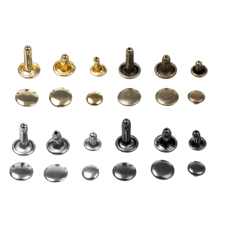 240PCS Leather Craft Double Cap Rivets Tubular Metal Studs Fixing Tools Kit