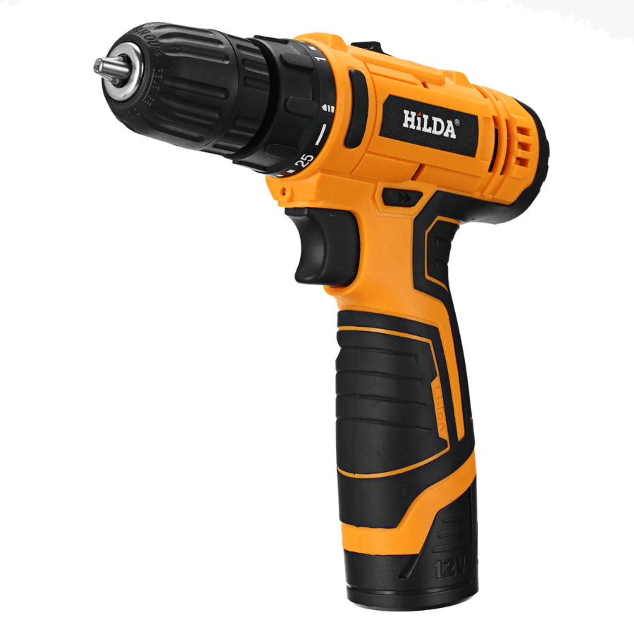 Hilda 12V Electric Drill Lithium Battery Hand Drill Driver Cordless Screw Driver Tool EU Plug - MRSLM