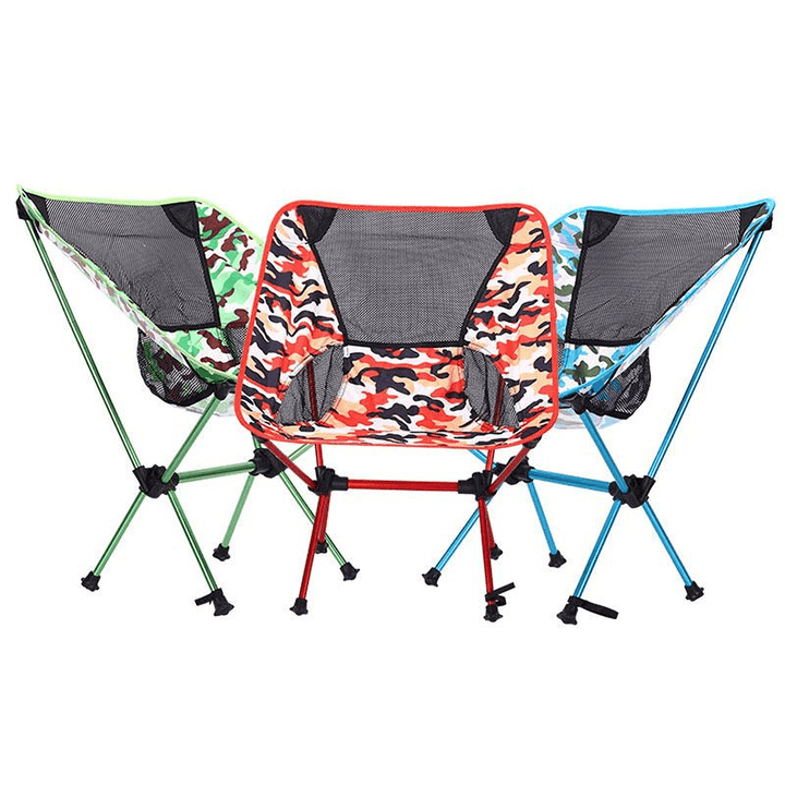 Folding Chair Camouflage Oxford Fabric Chair Ultra-Light Portable Leisure Chair Moon Chair Outdoor Fishing Camping Barbecue Picnic Beach Load 150Kg