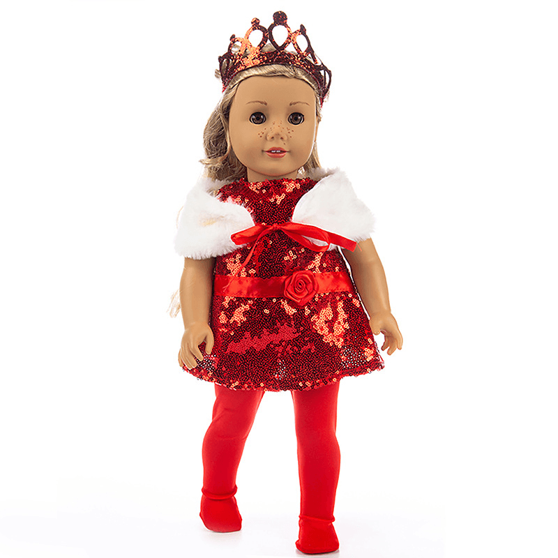 American Girl Doll Dress Crown Sequin Dress Noble Princess Dress