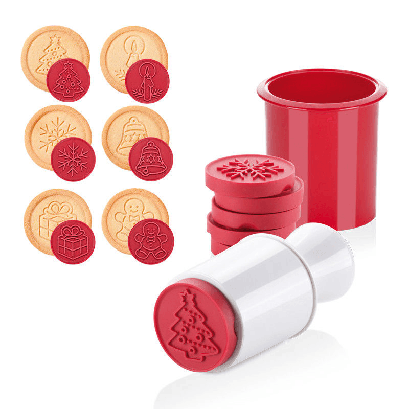 6Pcs Christmas Cookie Stamp Biscuit Mold Cookie Plunger Cutter DIY Baking Mold - MRSLM