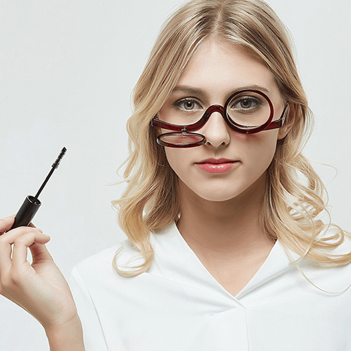 Unisex Flip-Up round Frame Reading Glasses Makeup Glasses