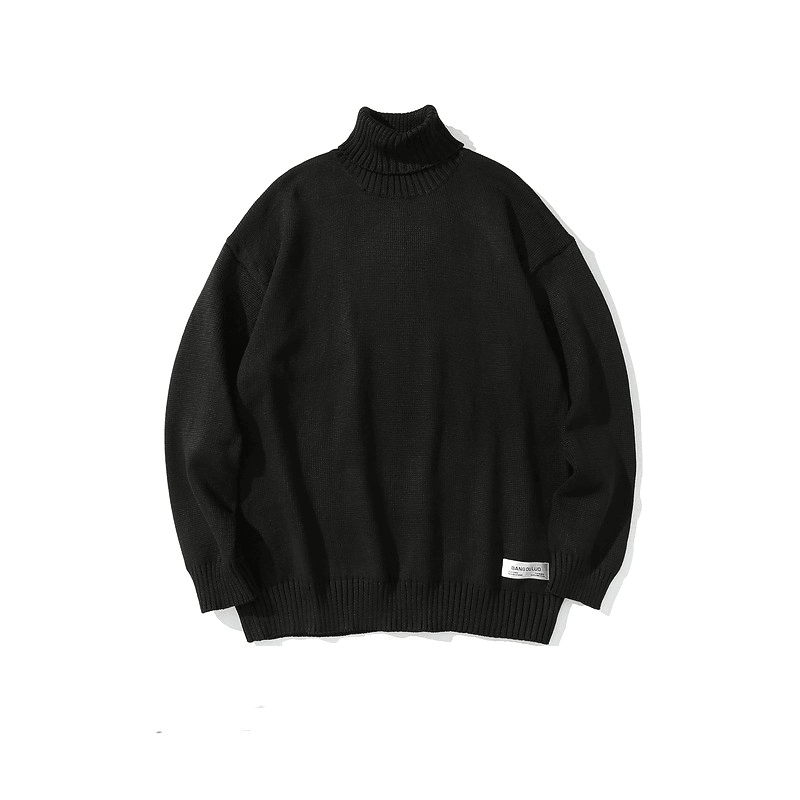 Japanese Retro High Crew Neck Sweater Men