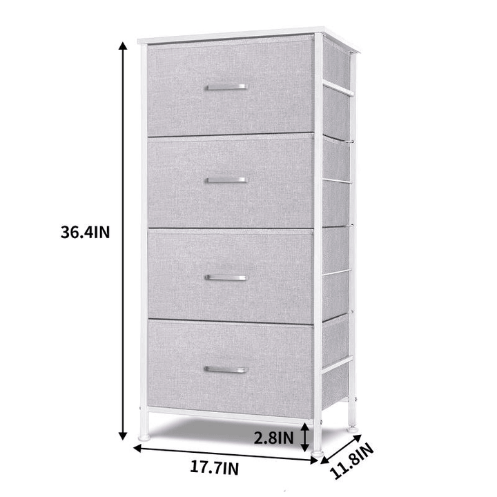 Kingso 4 Drawers Dresser for Bedroom Living Room Chest of Drawers Tall Dresser Organizer for Kids Children Baby Nursery Toddler, Grey