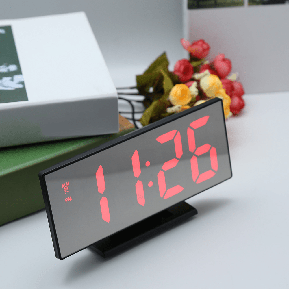 Digital Alarm Clock Mutifunction LED USB Charging Mirror Alarm Home Decor Desk Clock