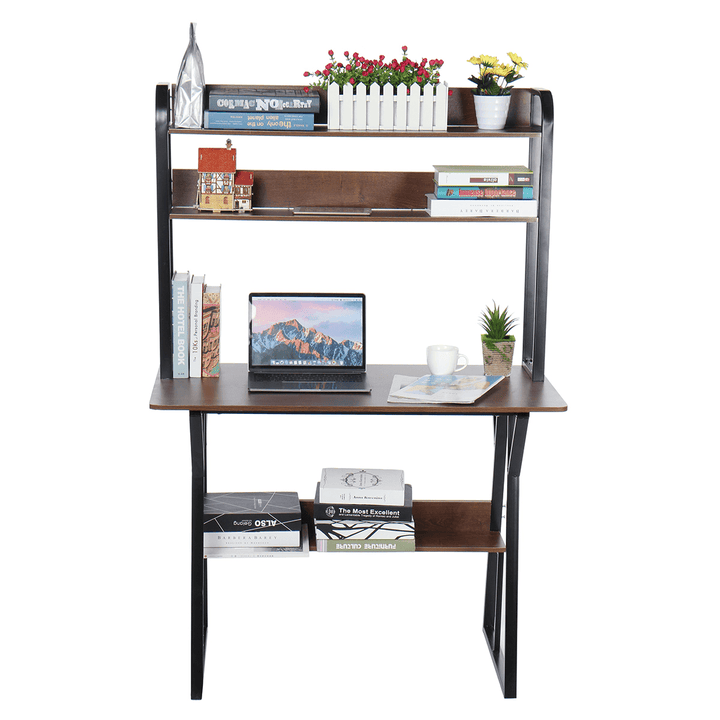 2 in 1 Computer Desk Storage Shelf Modren Student Writing Study Table Office Workstation Home Laptop Desk Bookshelf - MRSLM