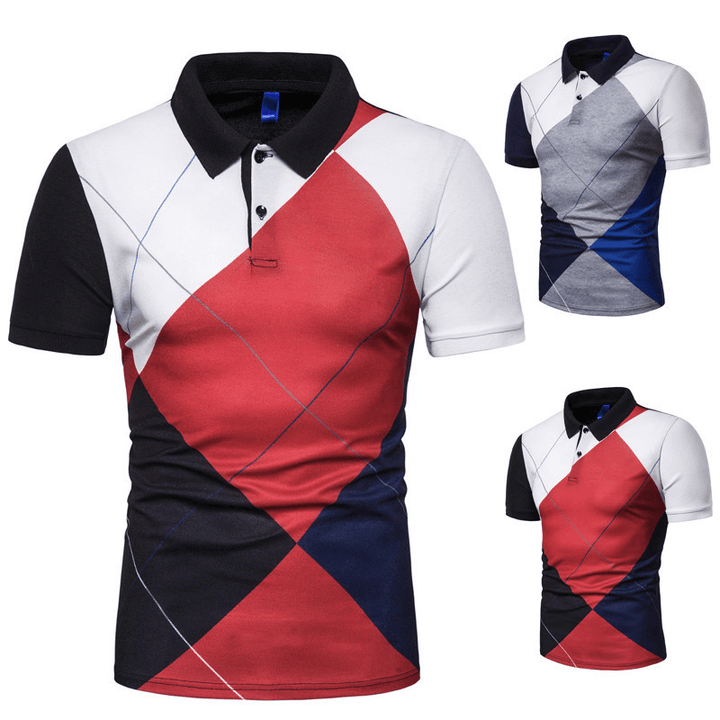 Printed Short-Sleeved Lapel T-Shirt POLO Shirt