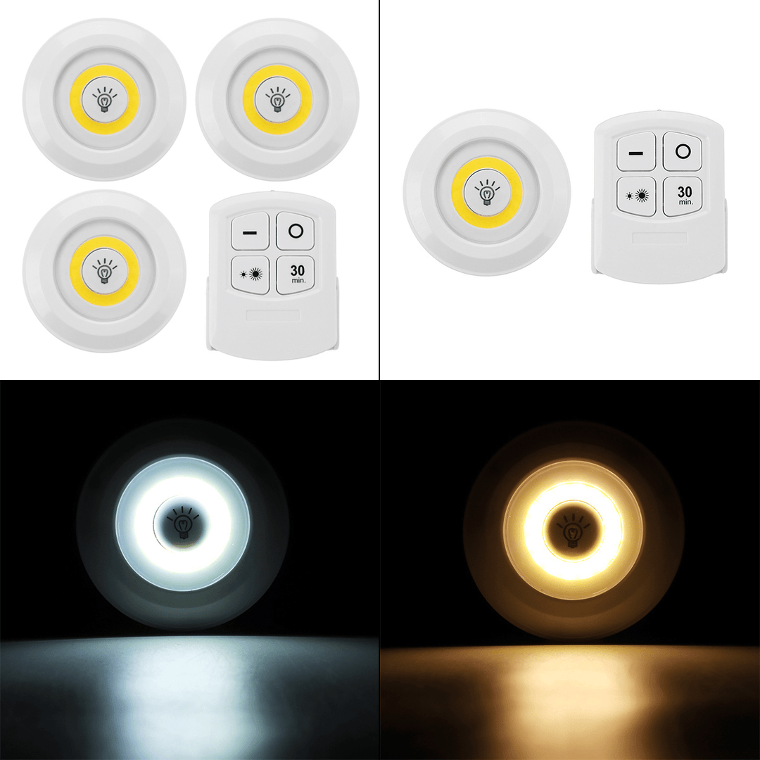 1/3PCS under Cabinet Lights Closet Kitchen Counter COB Puck Light+Remote Control