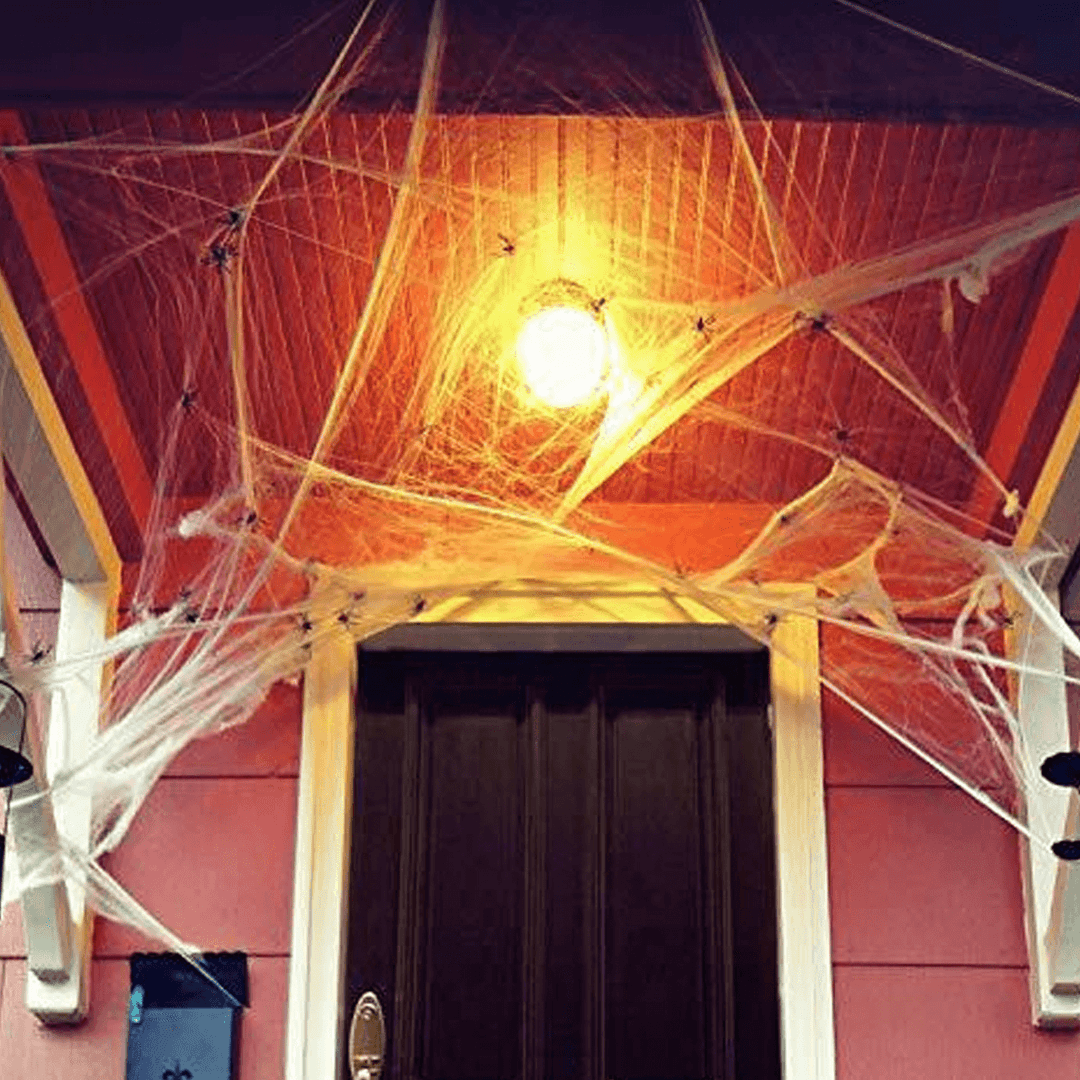 250G Spider Web with 48Pcs Small Spiders Halloween Outdoor Party Decorations Props Supplies