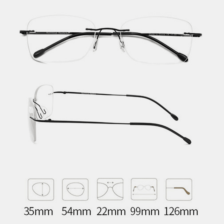 Unisex Dual-Use Frameless Multi-Focus Anti-Blue Light Intelligent Automatic Zoom Reading Glasses Presbyopic Glasses