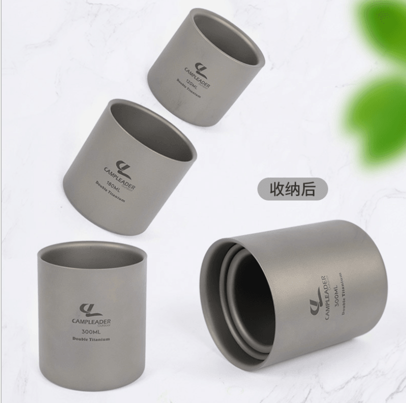 Campleader 3 Pcs Titanium Cup Set 120/180/300Ml Ultralight Bowl Water Mug Camping Picnic BBQ Tableware Set