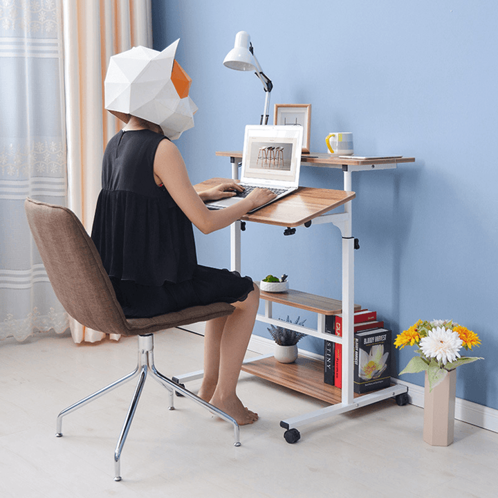 Computer Laptop Desk Height Adjustable Table Mobile Rolling Stand-Up Table Workstation Home Office Furniture