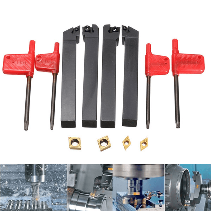 4Pcs 12X100Mm Lathe Turning Tool Holder Boring Bar for CCMT09T3 and DCMT0702 Inserts