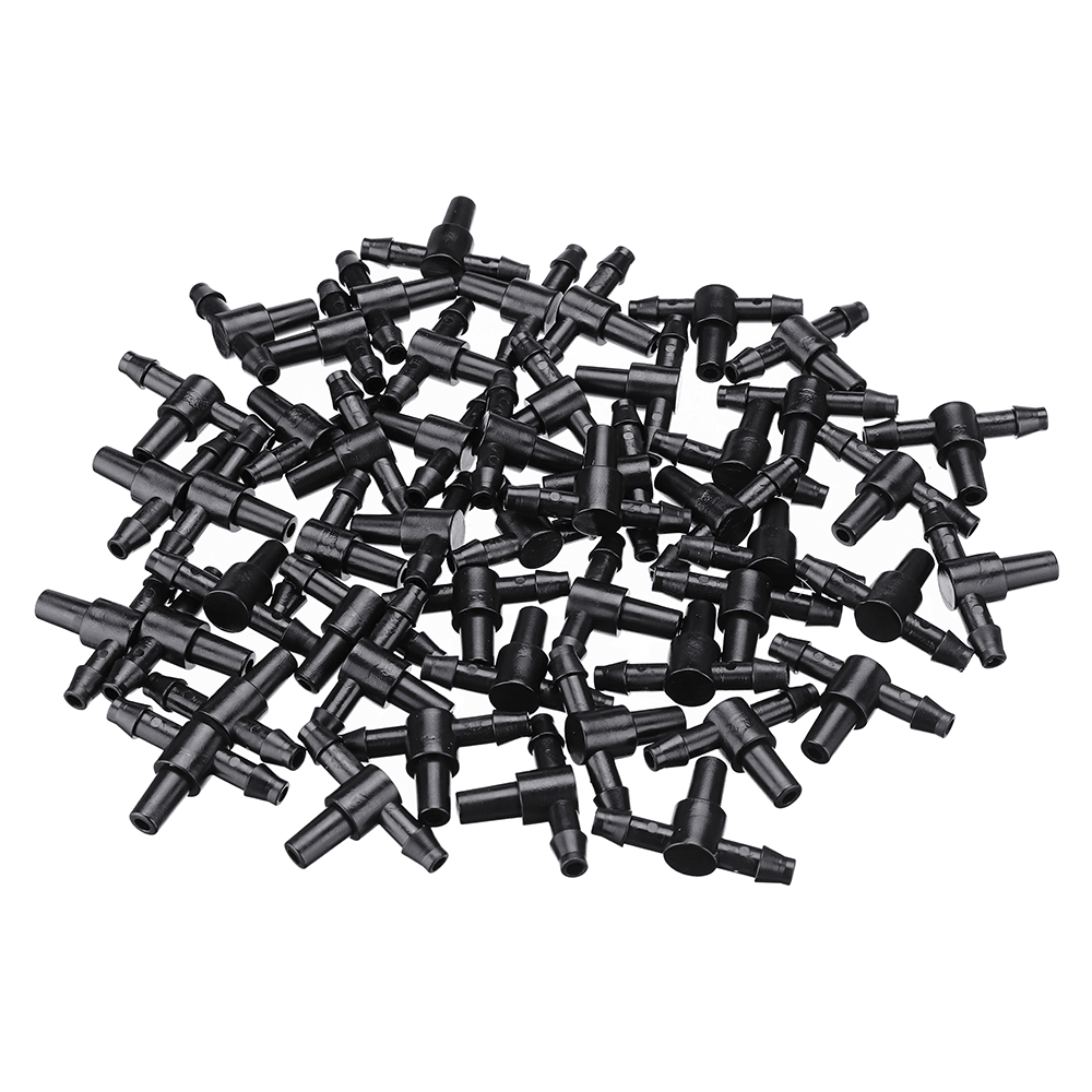 50Pcs Garden Hose Sprinkler Tee Connector Micro Drip Irrigation 4/7Mm Pipe Barbed Connector Watering System Pipe Barbed Connection Part