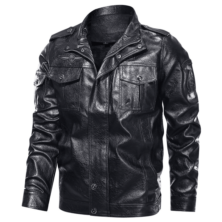 Men'S Washed PU Leather Casual Men'S Leather Jacket