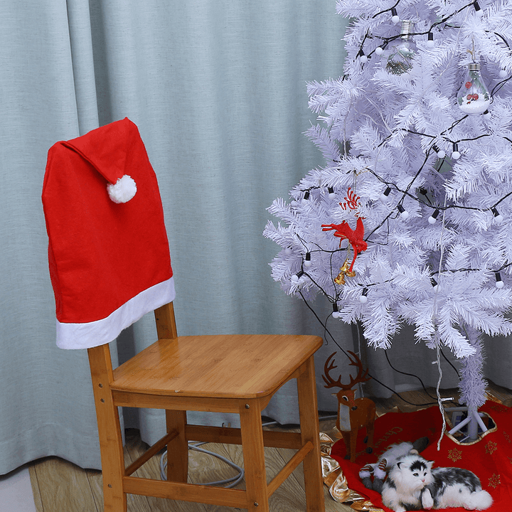 Red Hat Chair Cover Santa Claus Party Decor Slipcover Kitchen Table