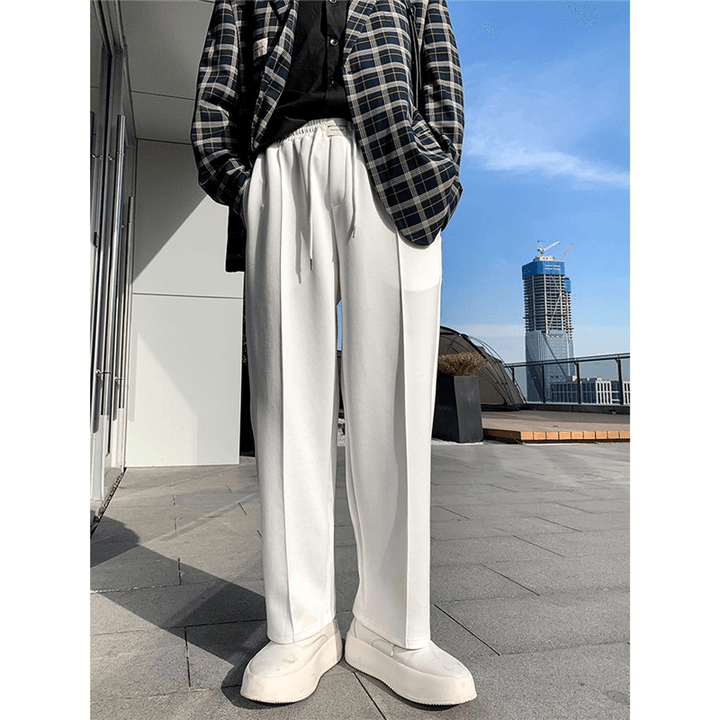 Loose Straight Drape Cotton Wide-Leg Casual Pants