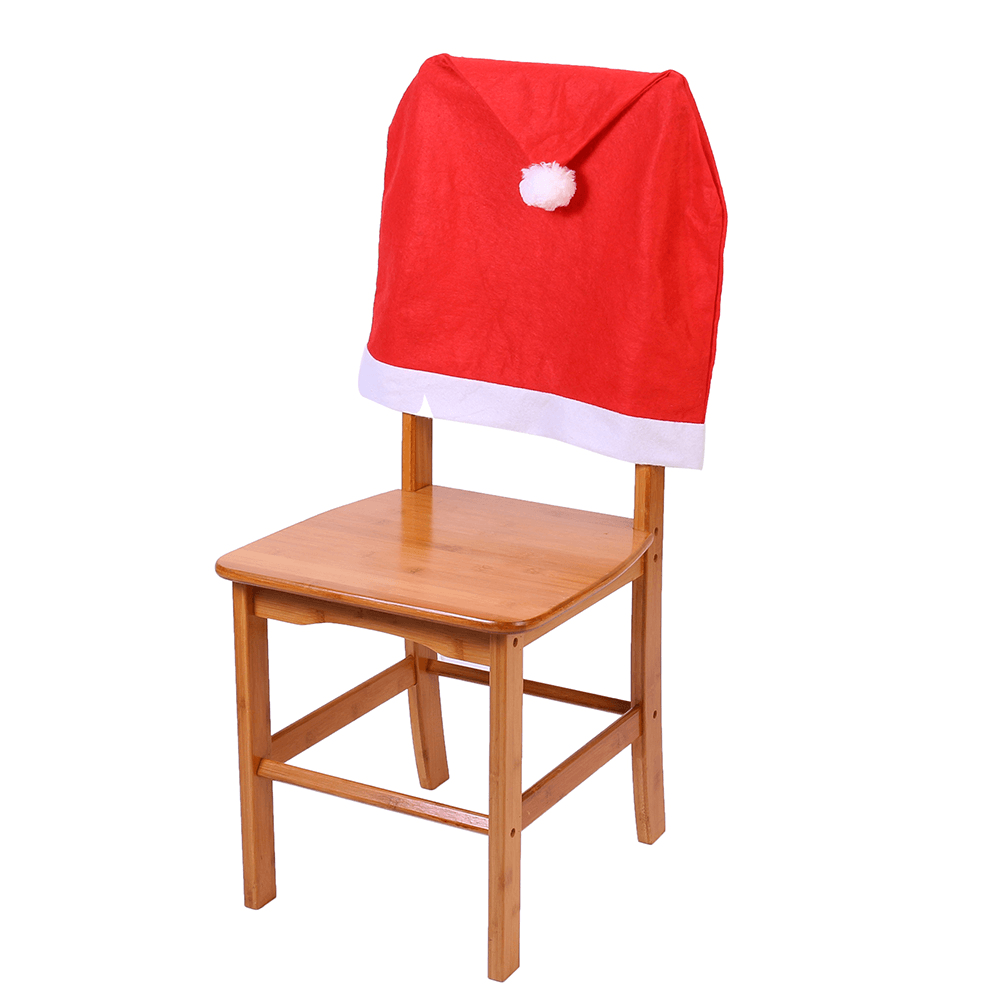 Red Hat Chair Cover Santa Claus Party Decor Slipcover Kitchen Table