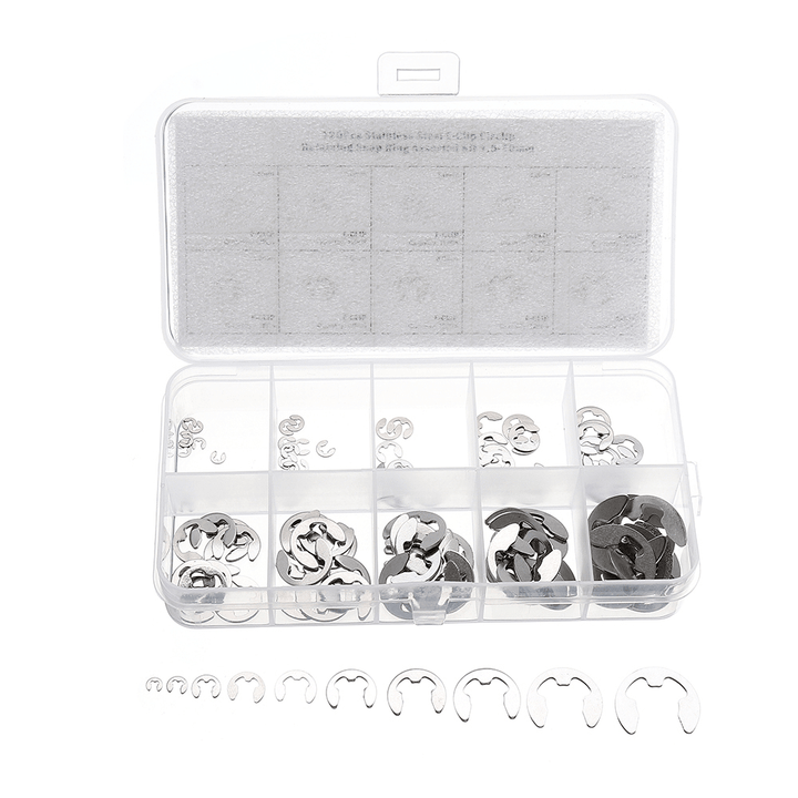 Suleve‚Ñ¢ MXSE1 120Pcs Stainless Steel E-Clip Assortment Kit 1.5-10Mm Circlip Tools Kit