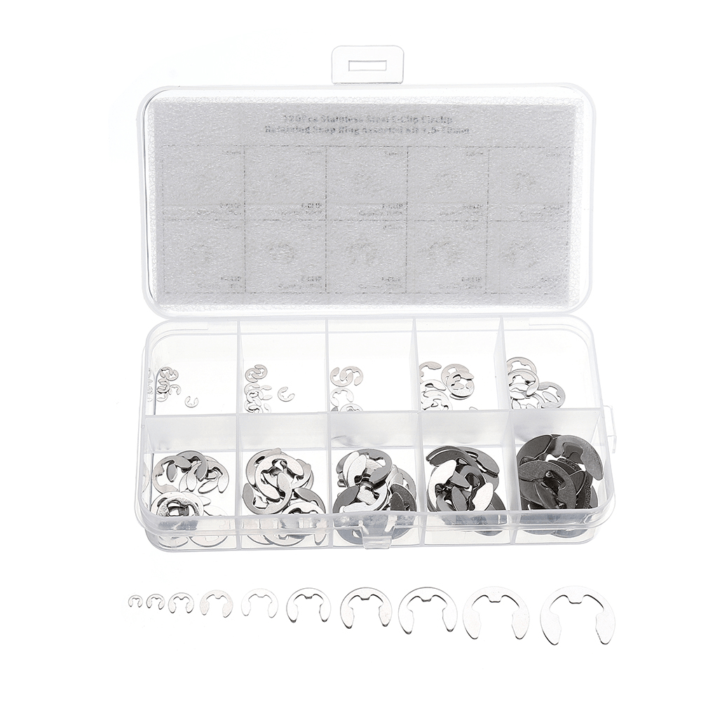 Suleve™ MXSE1 120Pcs Stainless Steel E-Clip Assortment Kit 1.5-10Mm Circlip Tools Kit