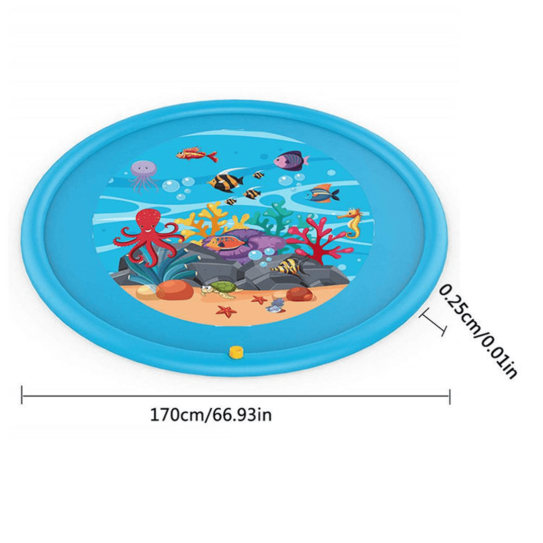 67Inch Splash Water Play Mat Sprinkle Splash Play Mat Toy for Outdoor Swimming Beach Lawn Inflatable Sprinkler Pad for Kids