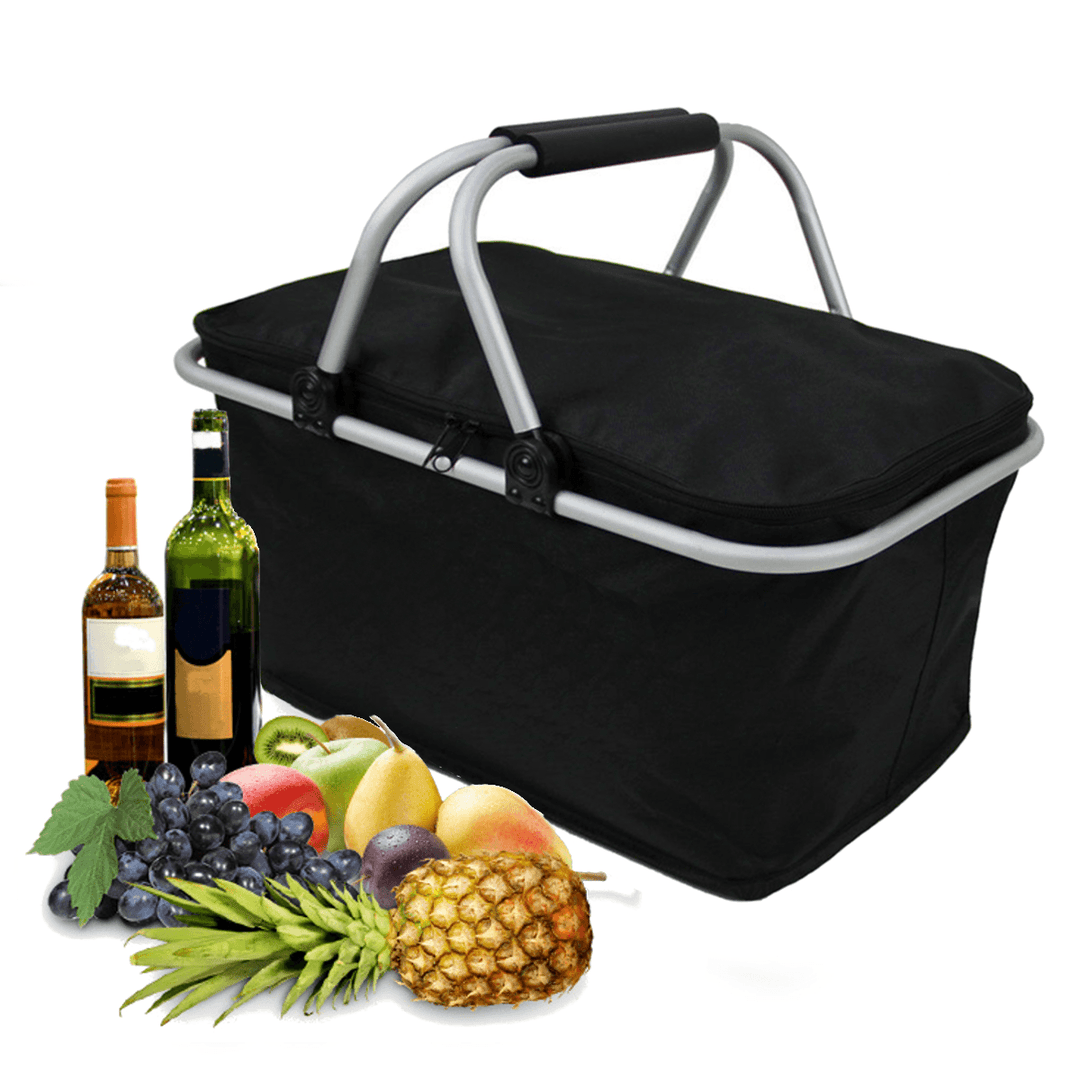 Ipree‚Ñ¢ 30L Folding Camp Picnic Insulated Bag Ice Cooler Hamper Lunch Food Storage Basket