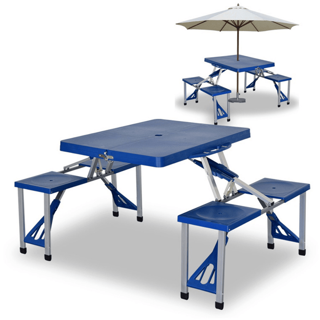 Aluminum Picnic Camping Foldable Table Bench Seat Outdoor Portable Folding 4-Seats