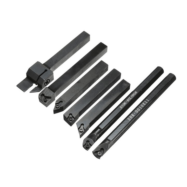 7Pcs 10Mm Lathe Turning Boring Bar Tool Holder with T8 Wrenches and Carbide Inserts