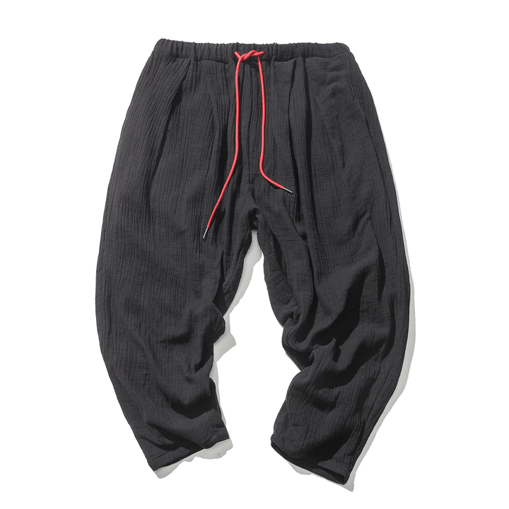 Chinese Style Cotton and Linen Men'S Casual Trousers