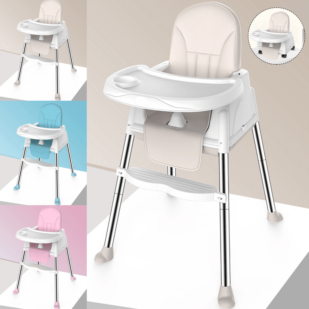 Foldable Portable Kids Baby High Chair 6 - 36 Months Wheeled Seat Cushion Small Household Childrens Chair Supplies