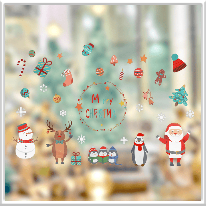 2020 Christmas Decoration Sticker Glass Windows Decals Merry Christmas Home Decoration Wall Stickers Kids Room New Year Wallpaper - MRSLM