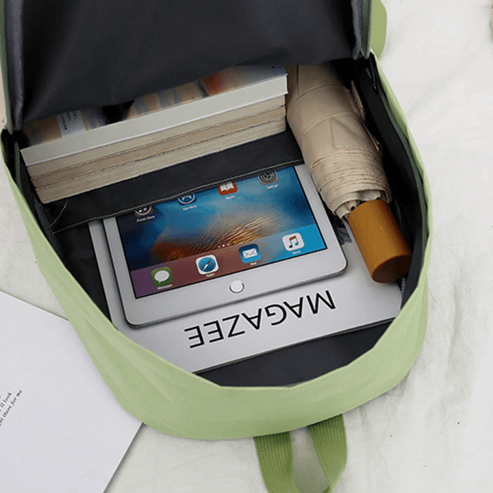 4 PCS Canvas Preppy Multifunction Combination Bag Tote Large Capacity Backpack Crossbody Clutch Wallet