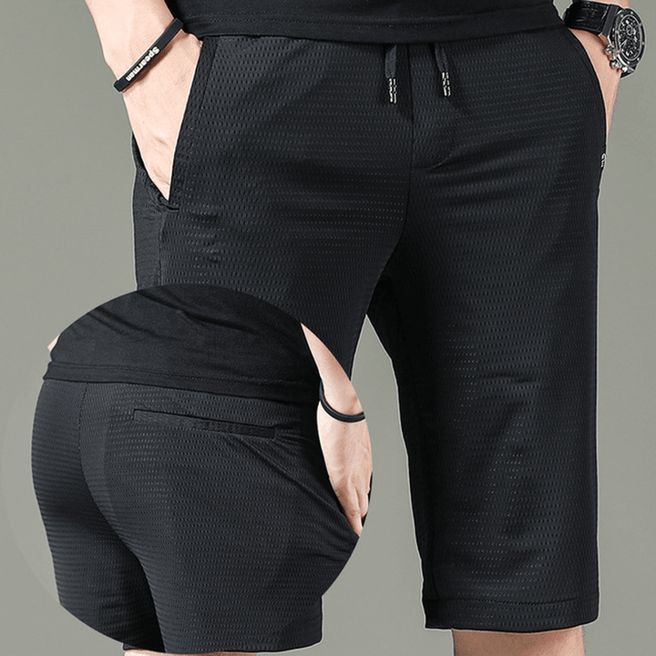 Elastic Pants Male High Elastic Hollow Silk Five Points Casual Shorts