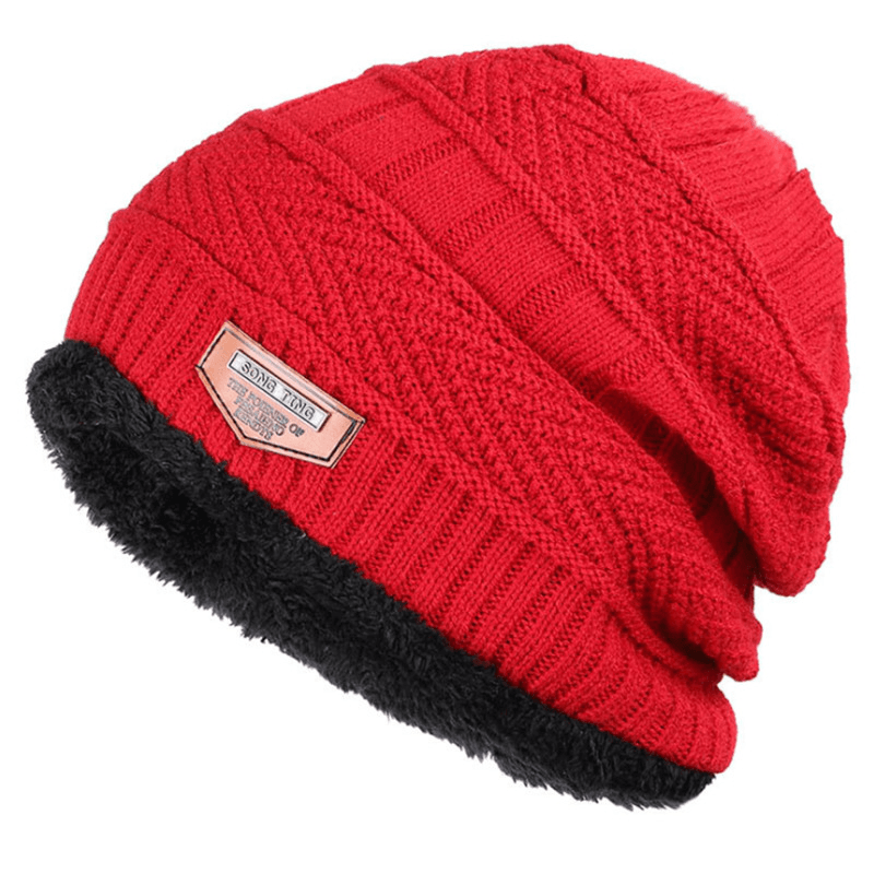 Men'S plus Fleece Knitted Hat Ladies