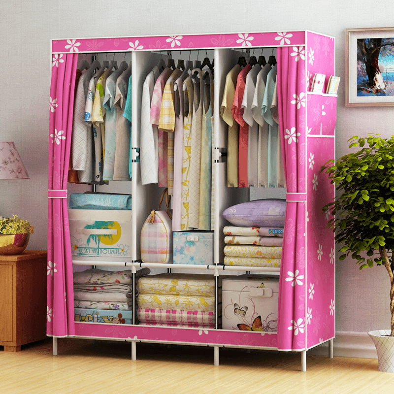 Simple Cloth Wardrobe Fabric Steel Tube Assembly Wardrobe Modern Economic Clothes Storage Bag Wardrobe Dormitory Storage Cabinet