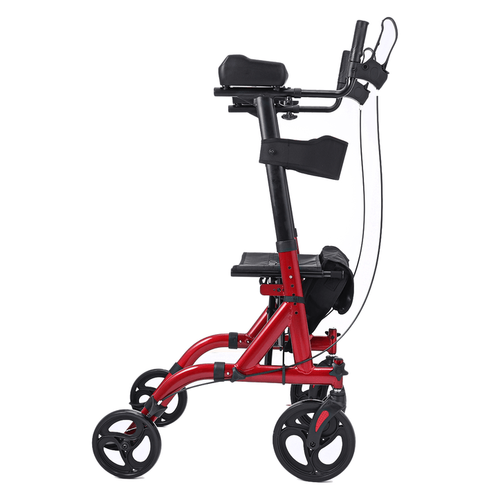 4 Wheel Seat Rolling Walker Chair Rollator Foldable Adjustable Elderly Aid Backrest