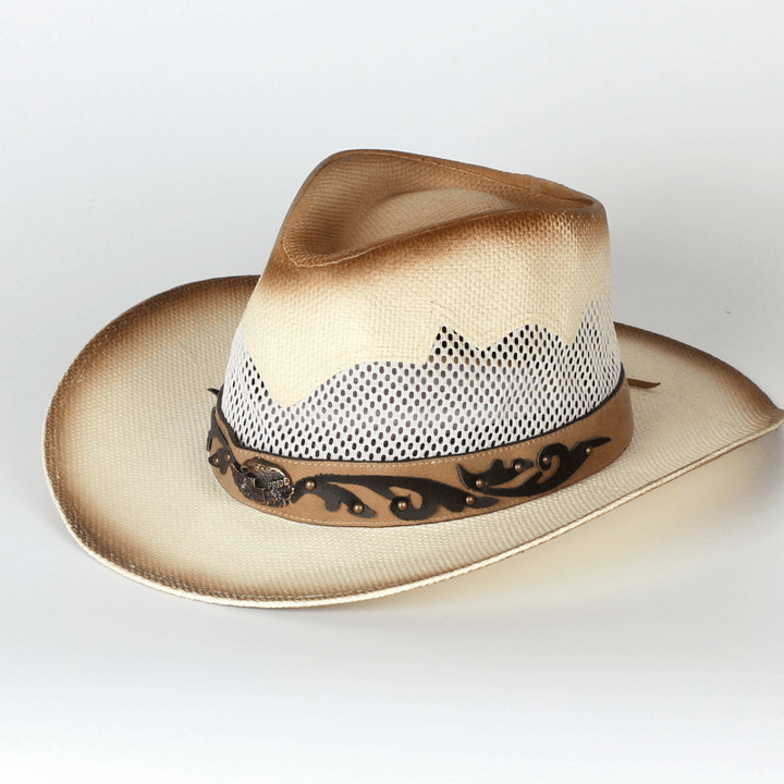 Men'S Hat Spring Western Cowboy Hat Summer Fashion Big Eaves Green