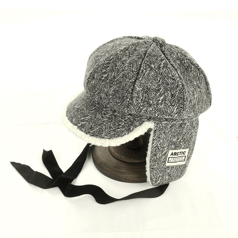 New Knit Hat Female Wild Patch Thick Lamb Cashmere Warm Outdoor Travel Ear Protection Lei Feng Hat