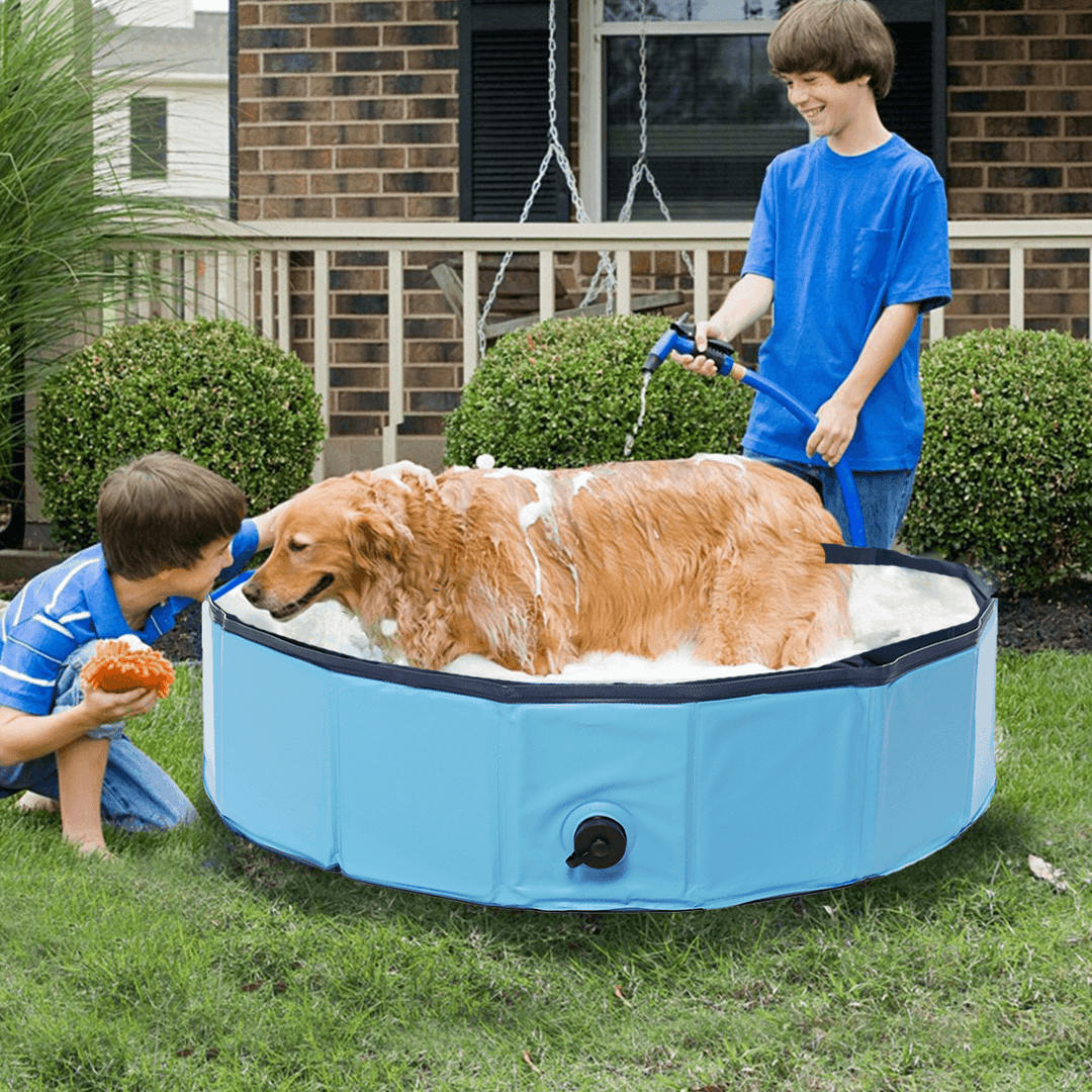 80X20Cm Folding Paddling Pool PVC Pet Bathtub Dogs Cats Puppy Shower Swimming Pool House